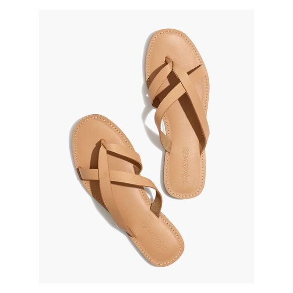 MADEWELL NWOB The Boardwalk Thong Sandal Leather Slide Flip Flop Tan - Picture 1 of 5